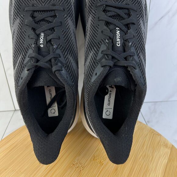 Hoka One One Clifton 9 Mens Size 12 Black Athletic Running Sneakers Shoe 1127895 - Picture 7 of 8